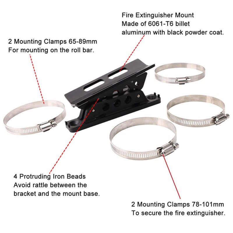 MFC 1Pair Adjustable Roll Bar Fire Extinguisher Mount Bottle Holder Compatible with for Jeep Wrangler TJ JK JKU JL UTV Polaris RZR Ranger,Aluminum - Image 5